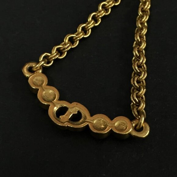 Christian Dior CD Logo Rhinestone Gold Tone Pendant Necklace lux70-100225 - Picture 7 of 8